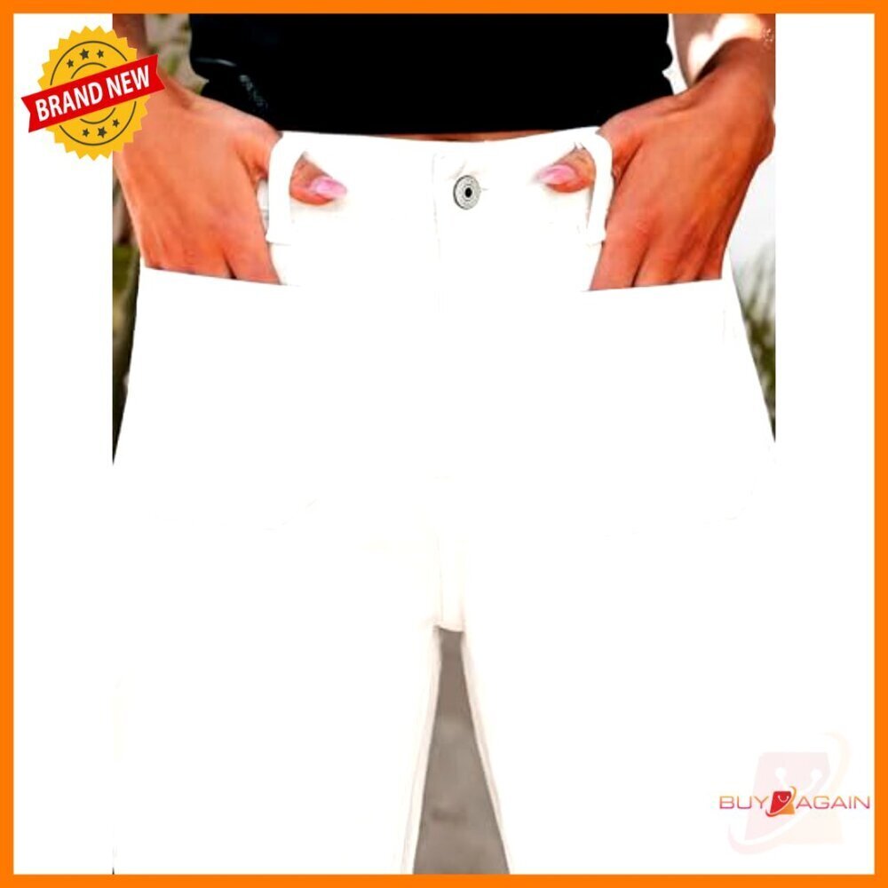 High Waisted Wide Leg Jeans Stretchy Cropped Flare Pants Patch Pockets - Picture 5 of 7